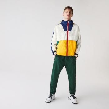 Lacoste LIVE Hooded Zippered Colorblock Windbreaker - Větrovky Pánské Bílé | CZ-tILzYd